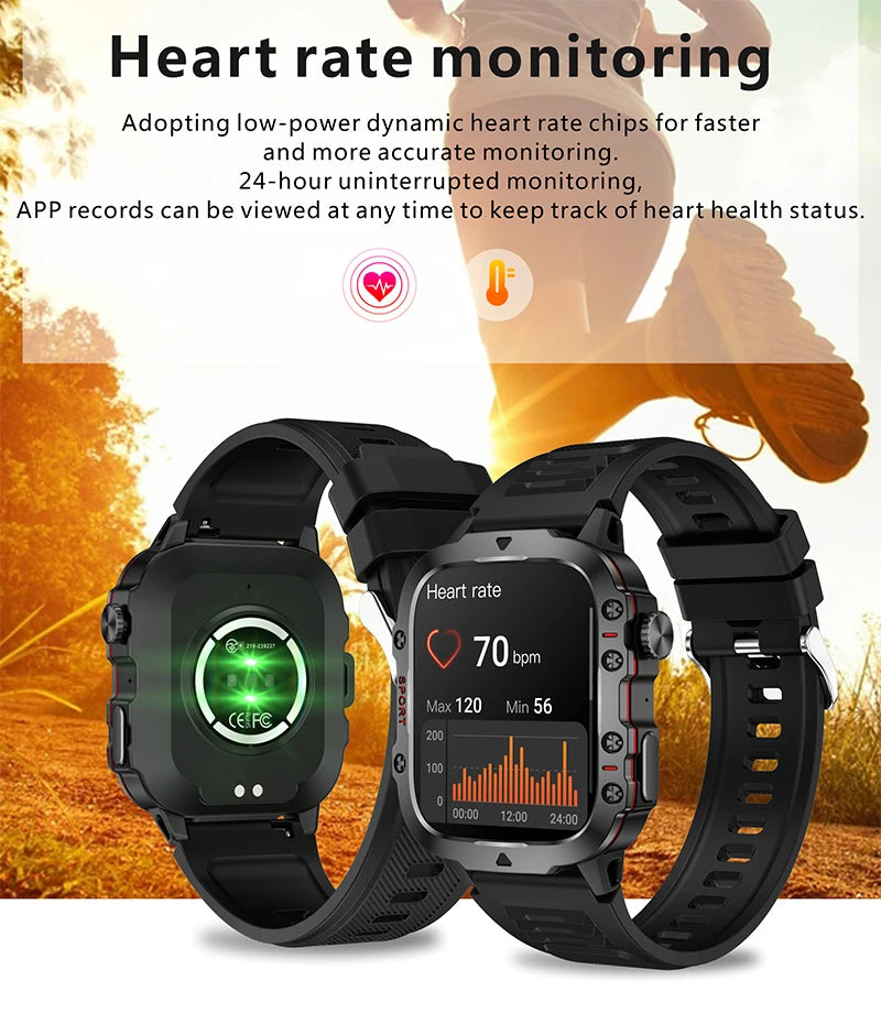 Relógio Xiaomi militar inteligente masculino ip68 5atm esportes ao ar livre rastreador de fitness monitor saúde 1.96 "bt chamada smartwatch