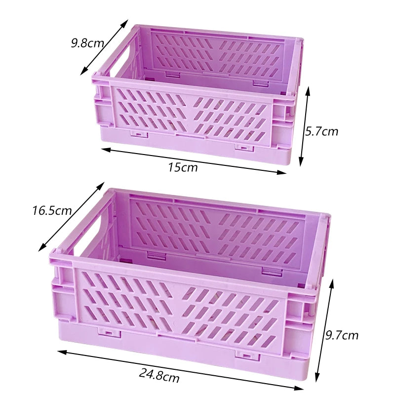 Caixa dobrável de plástico dobrável caixa de armazenamento cesta utilitário recipiente cosmético suporte de mesa uso doméstico caixa de armazenamento de mesa escolar