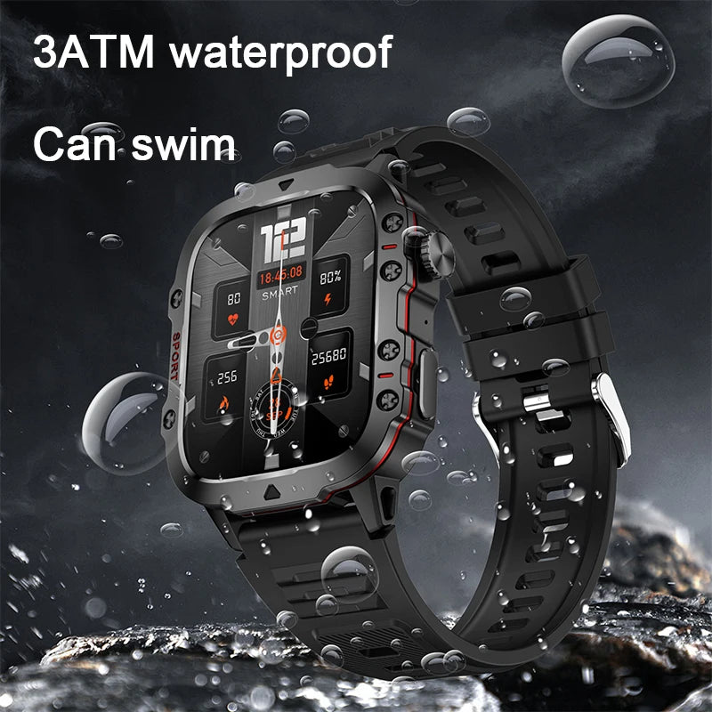 Relógio Xiaomi militar inteligente masculino ip68 5atm esportes ao ar livre rastreador de fitness monitor saúde 1.96 "bt chamada smartwatch