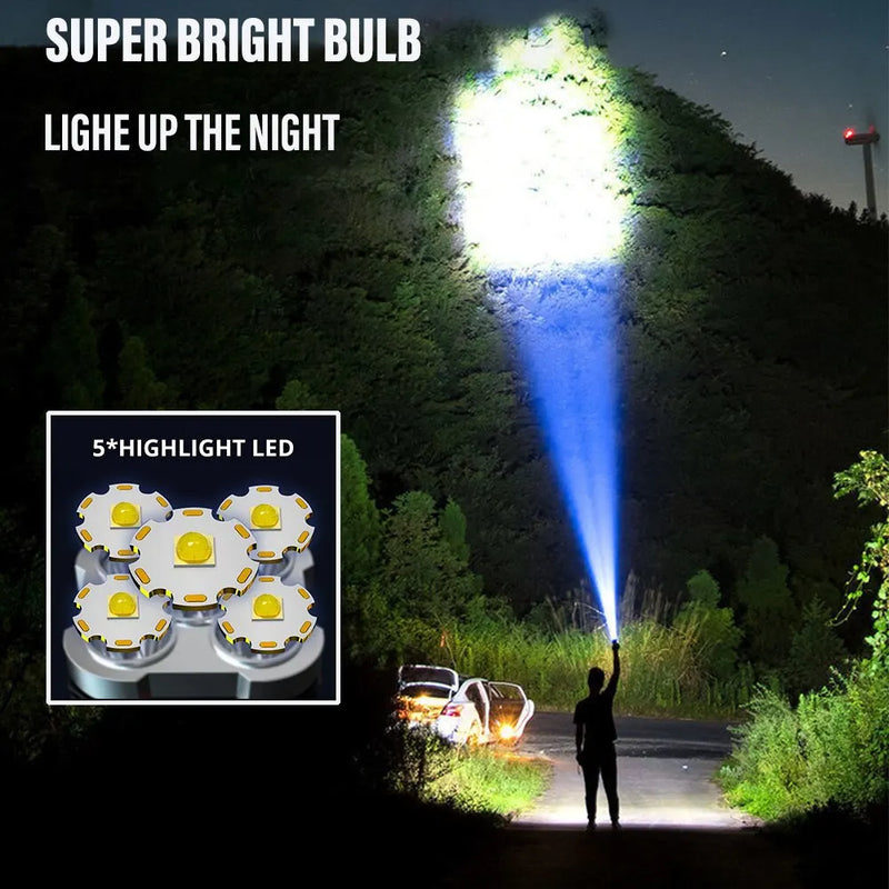 5LED High Power Led Lanternas Recarregável Camping Spotlight com Luz Lateral 3 Modos de Iluminação para Camping Aventura Outdoor