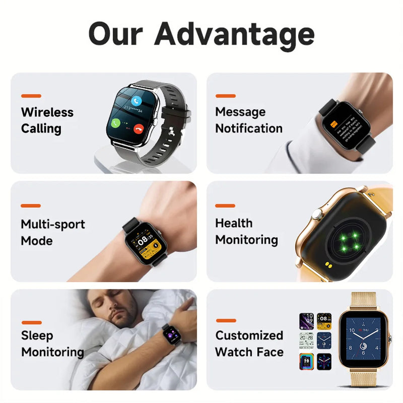 Novo Smartwatch android telefone 1.44 "tela colorida toque completo mostrador personalizado relógio inteligente mulher chamada bluetooth relógio inteligente masculino